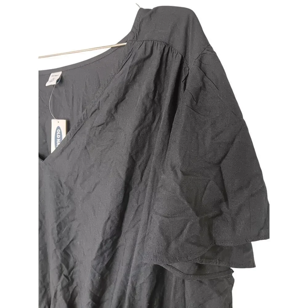 Old Navy Black Tiered V-Neck Dress 4X Plus Size NWT Lightweight Flowy - Picture 5 of 11